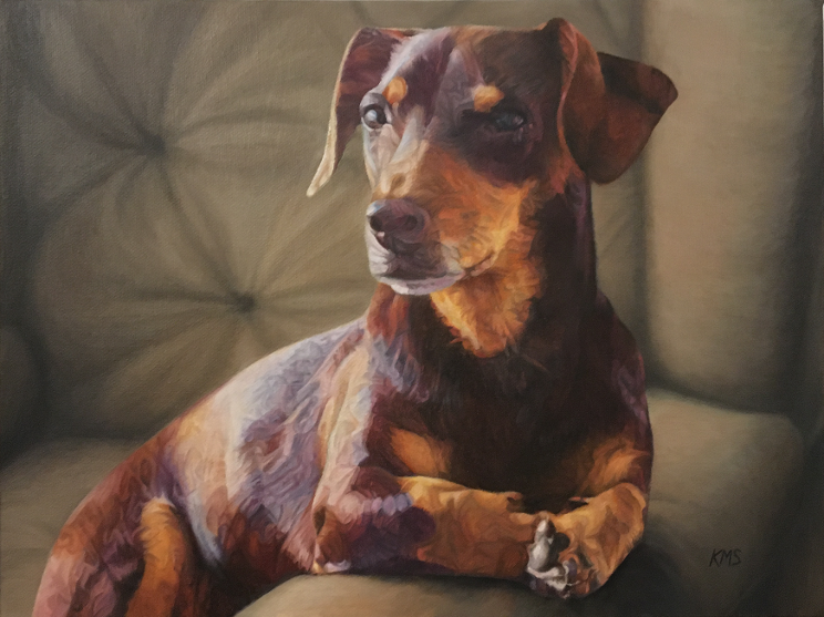 Sausage Dog Oil on Canvas
